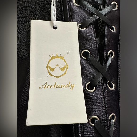 Acelandy Black Lace Corset Lingerie Top W/ Garter Size S/M NWT - Picture 13 of 13